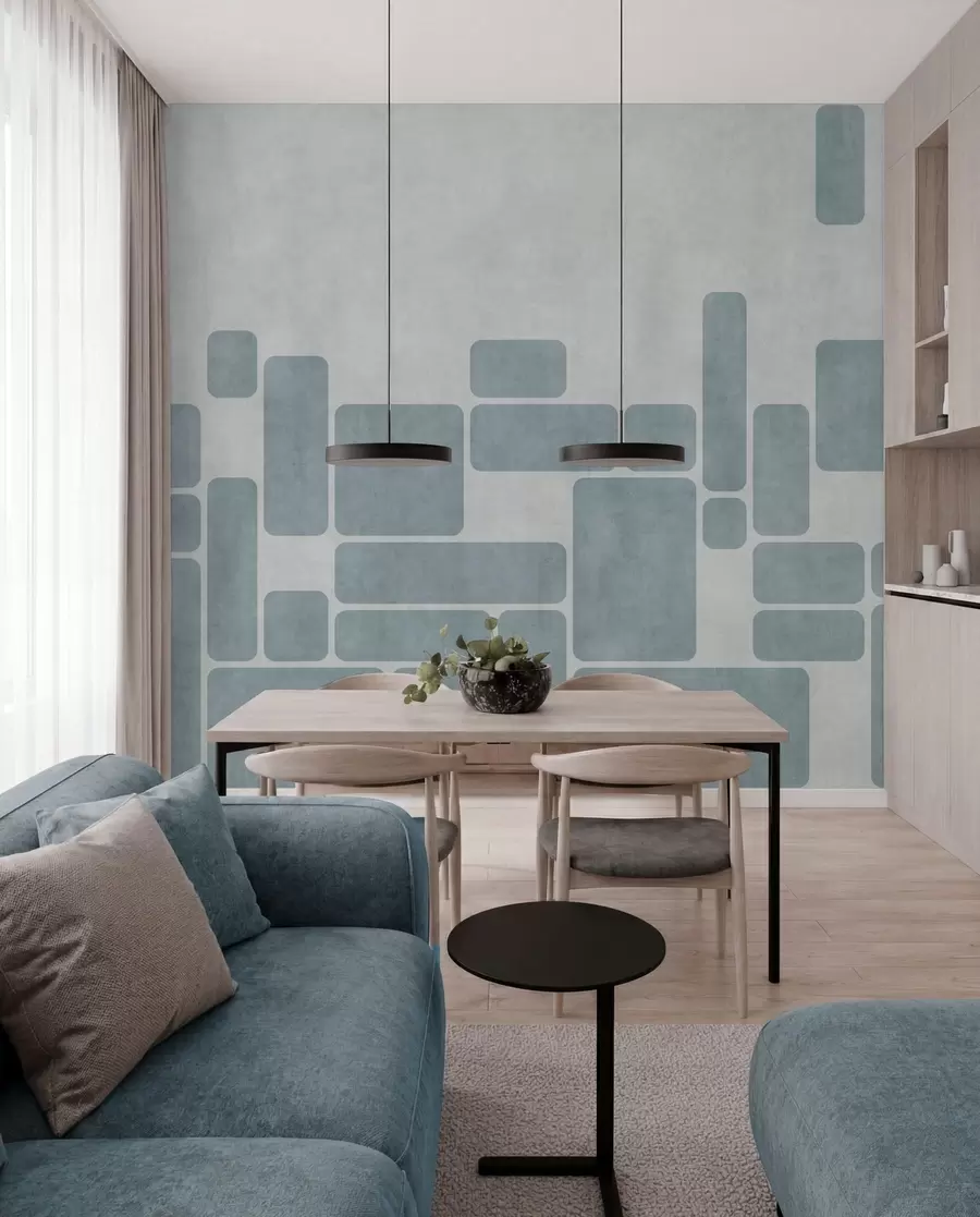 fototapet Model geometric în nuanțe de albastru deschis w05141v2