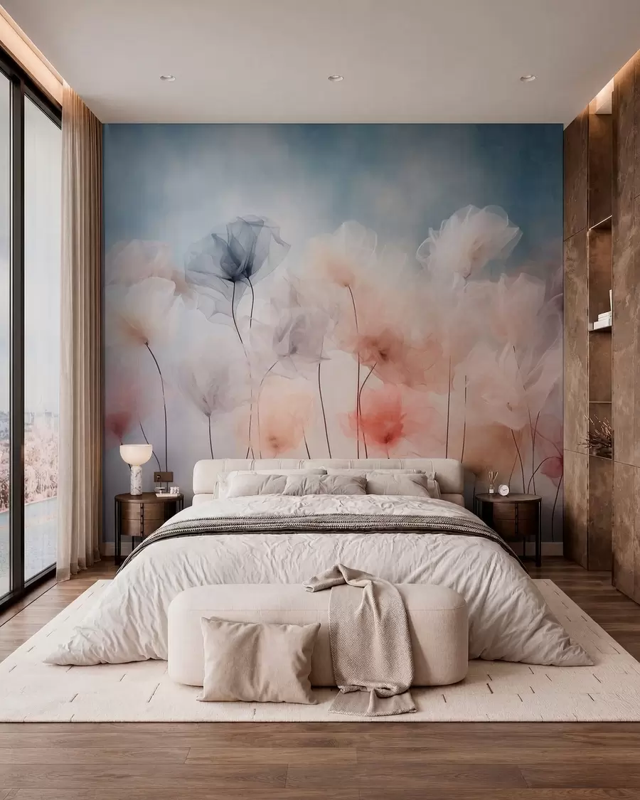 fototapet Flori aerisite, în nuanțe delicate de pastel w05818