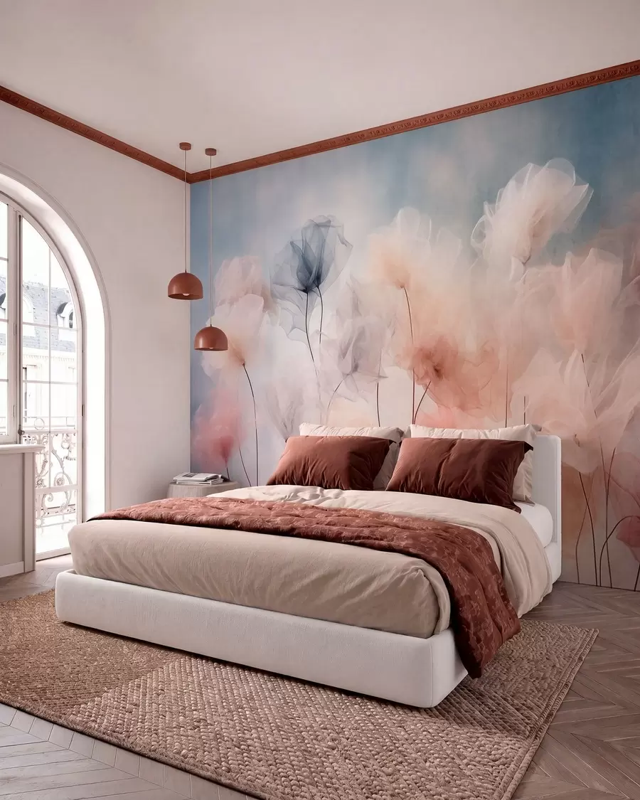 fototapet Flori aerisite, în nuanțe delicate de pastel w05818