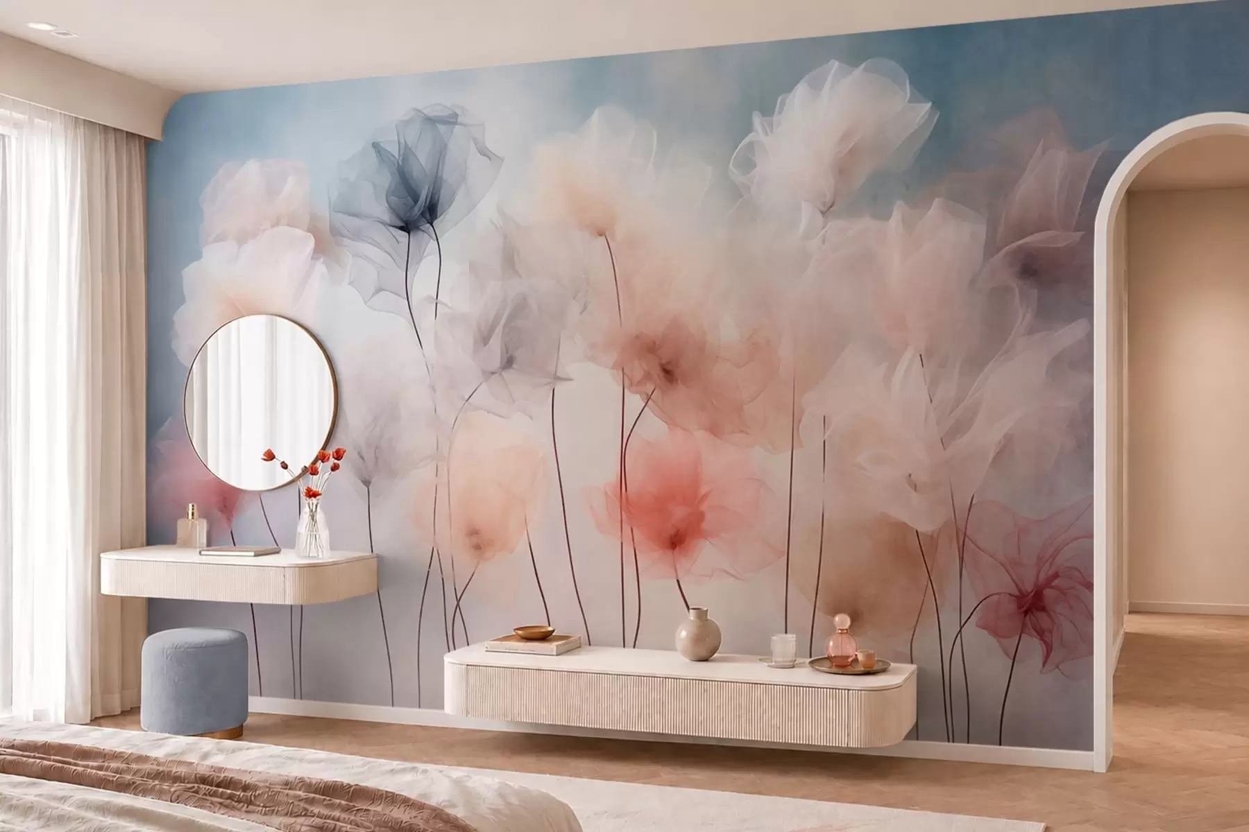 fototapet Flori aerisite, în nuanțe delicate de pastel w05818
