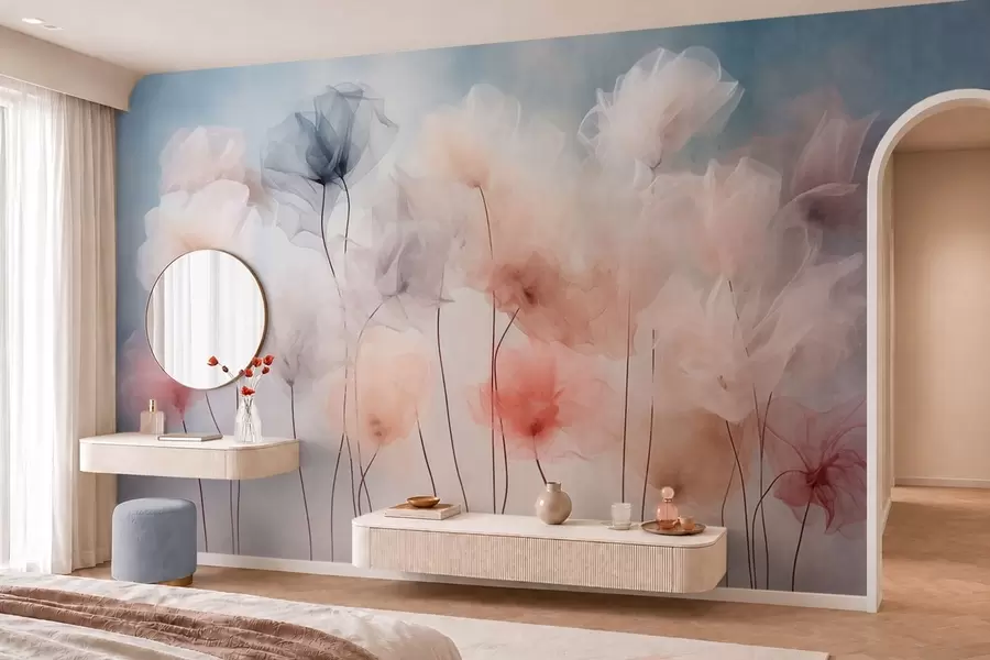 fototapet Flori aerisite, în nuanțe delicate de pastel w05818
