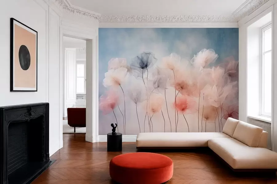 fototapet Flori aerisite, în nuanțe delicate de pastel w05818