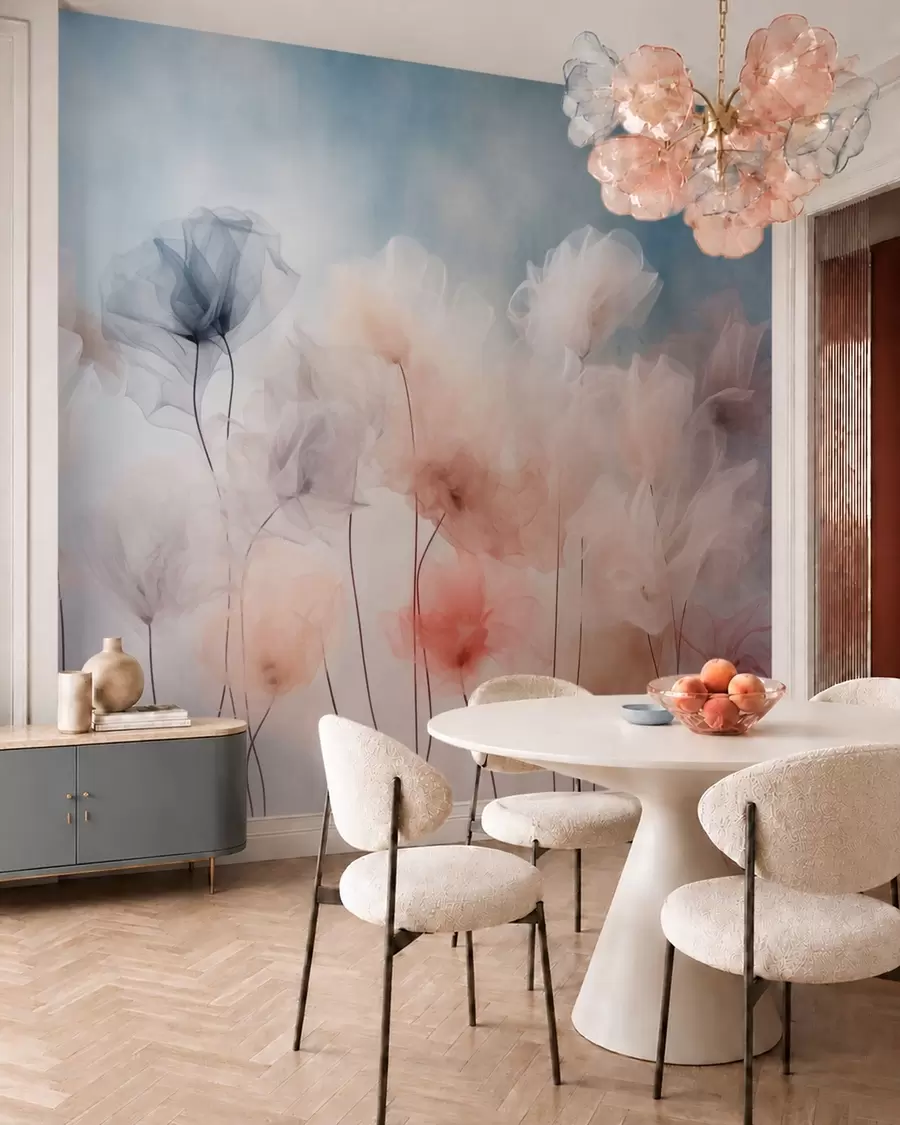 fototapet Flori aerisite, în nuanțe delicate de pastel w05818
