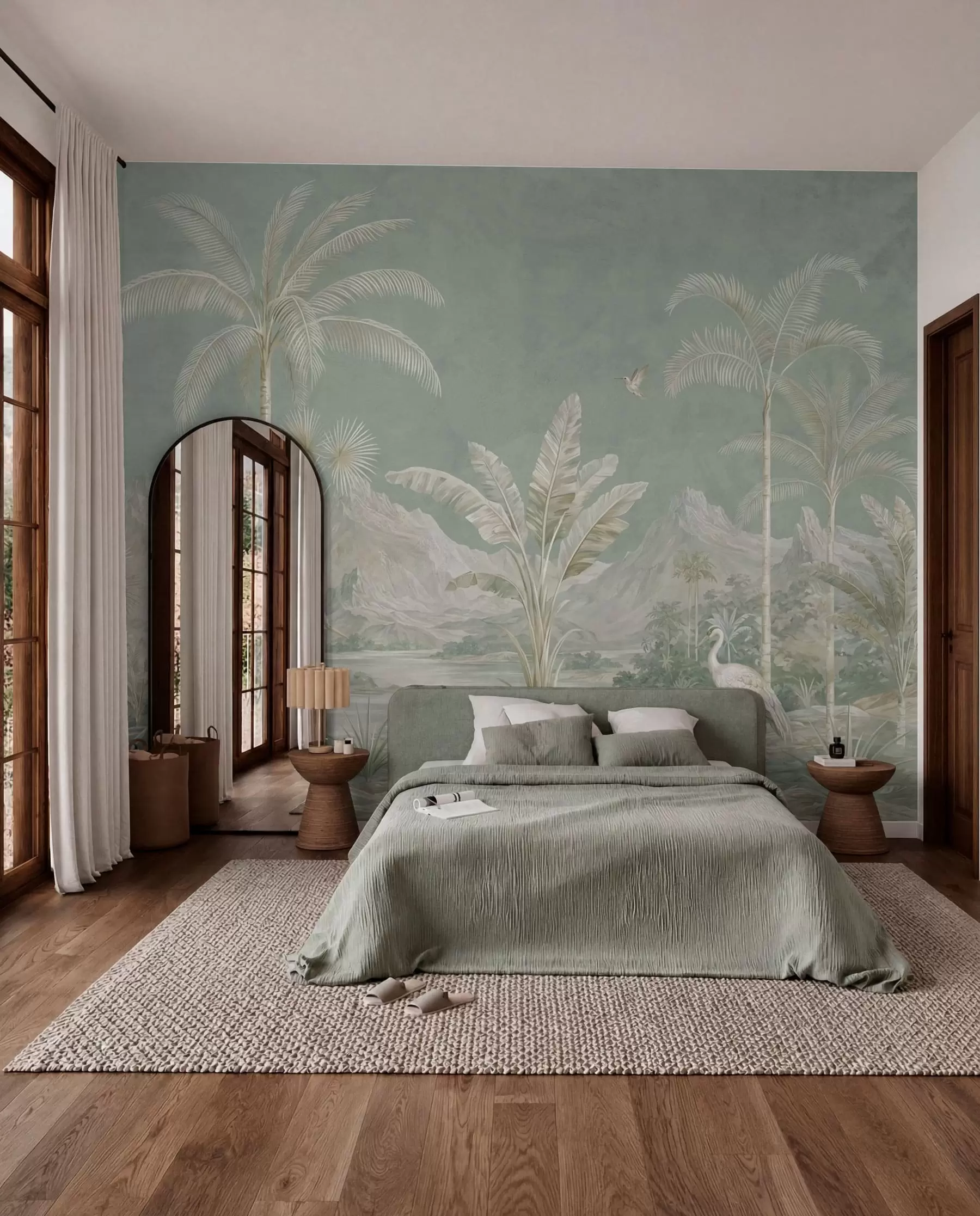 fototapet Peisaj tropical în nuanțe delicate de verde w05819