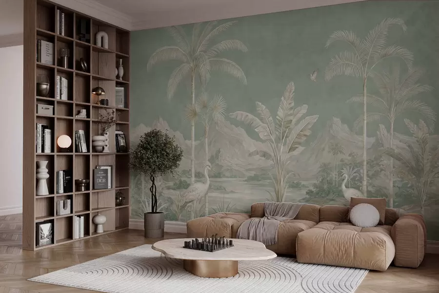 fototapet Peisaj tropical în nuanțe delicate de verde w05819