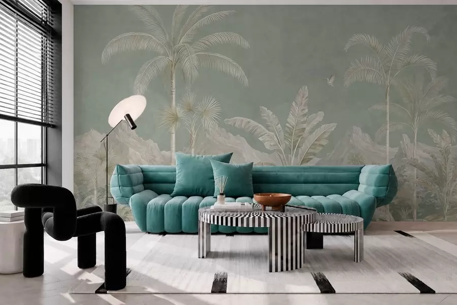 fototapet Peisaj tropical în nuanțe delicate de verde w05819