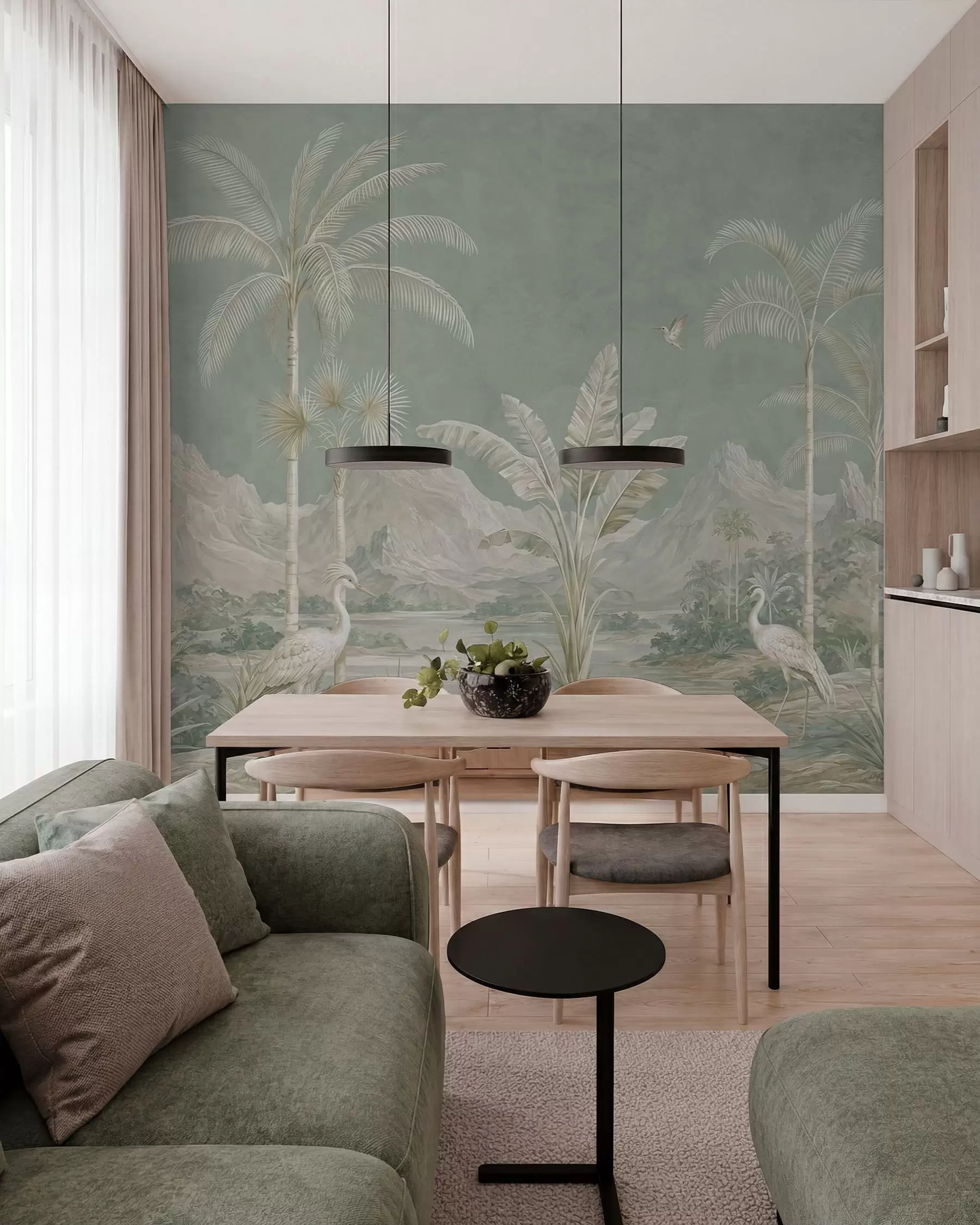 fototapet Peisaj tropical în nuanțe delicate de verde w05819