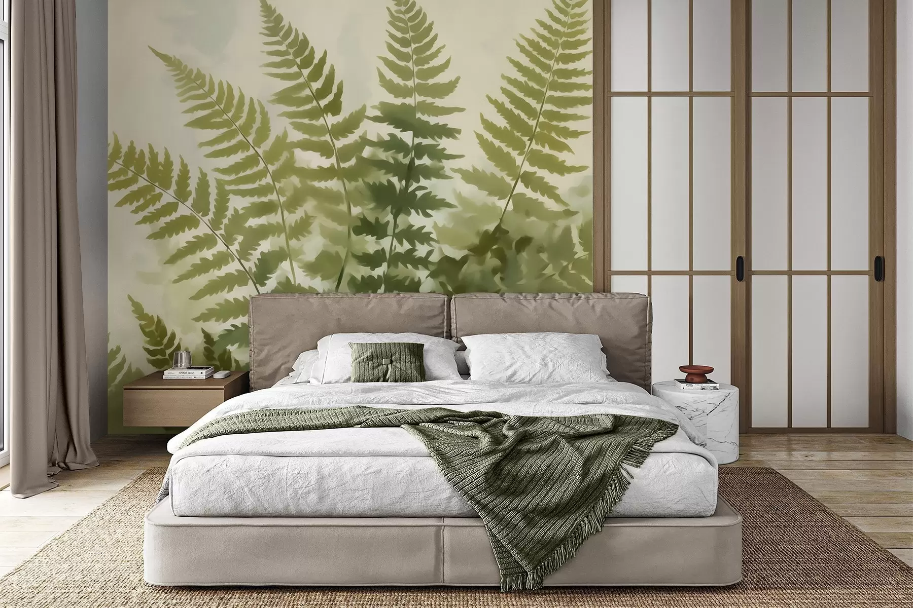 fototapet Frunze de ferigă stilizate în mod abstract, imitație de pictură w05852