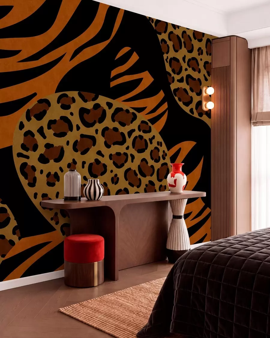 fototapet Modele cu imprimeuri de leopard și tigru, inspirate de animalele sălbatice w05759