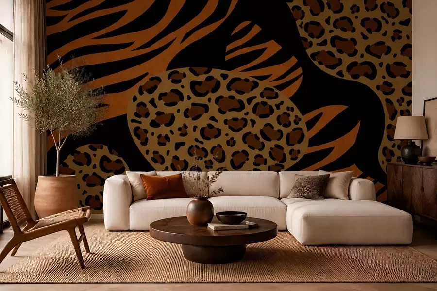 fototapet Modele cu imprimeuri de leopard și tigru, inspirate de animalele sălbatice w05759