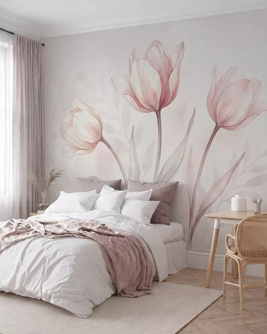 fototapet Lalele delicate în stil acuarelă w10005