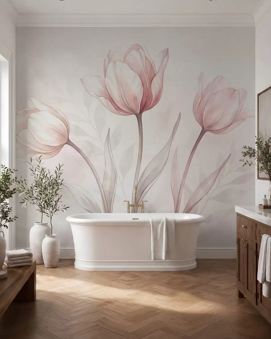fototapet Lalele delicate în stil acuarelă w10005