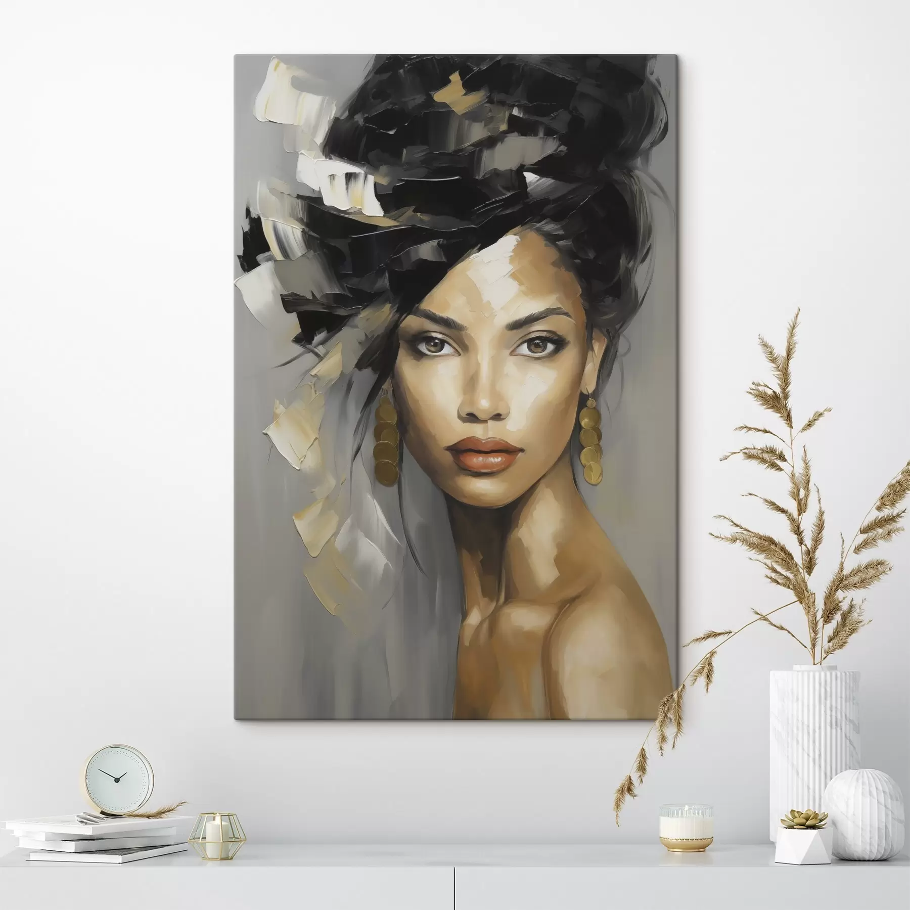 Tablouri Portret abstract de femeie, imitație de pictură s50371