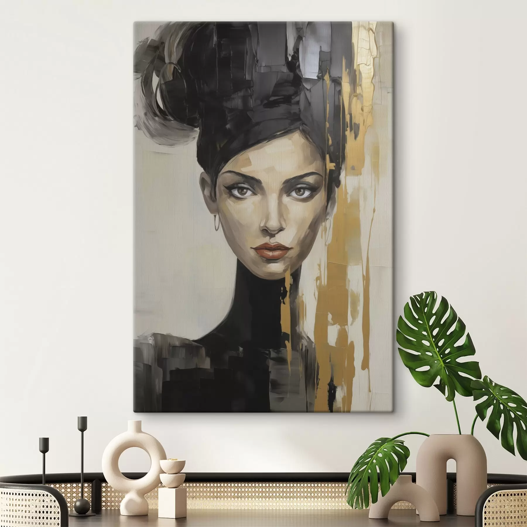 Tablouri Portret abstract de femeie, imitație de pictură s50372