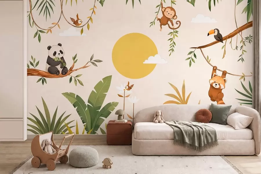 fototapet Animale tropicale în mijlocul vegetației luxuriante w05865
