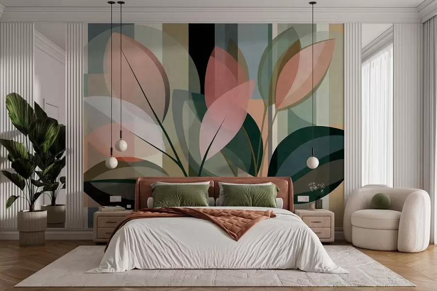 fototapet O lucrare abstractă elegantă cu motive vegetale w05871
