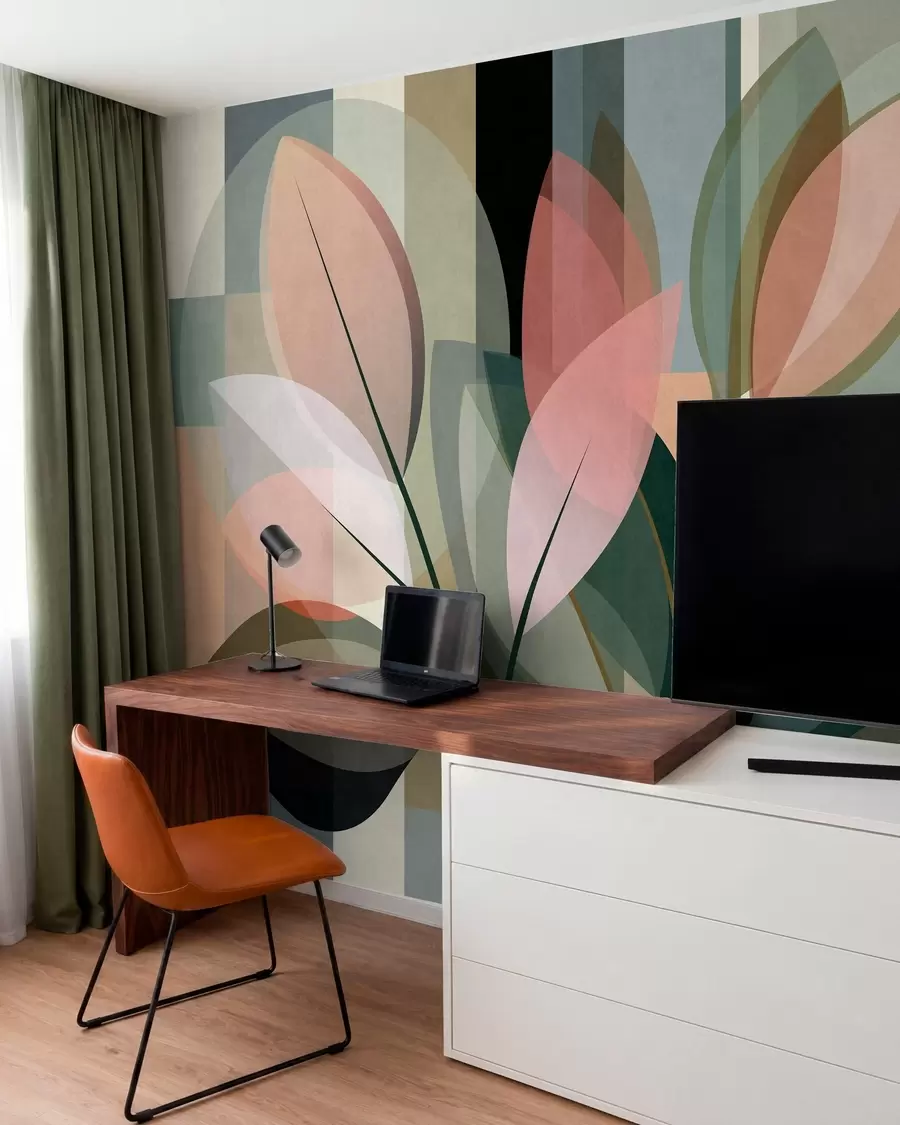 fototapet O lucrare abstractă elegantă cu motive vegetale w05871