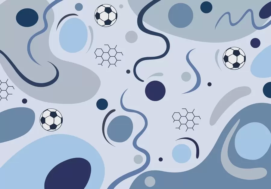 fototapet Forme abstracte colorate, mingi de fotbal și diagrame w05142