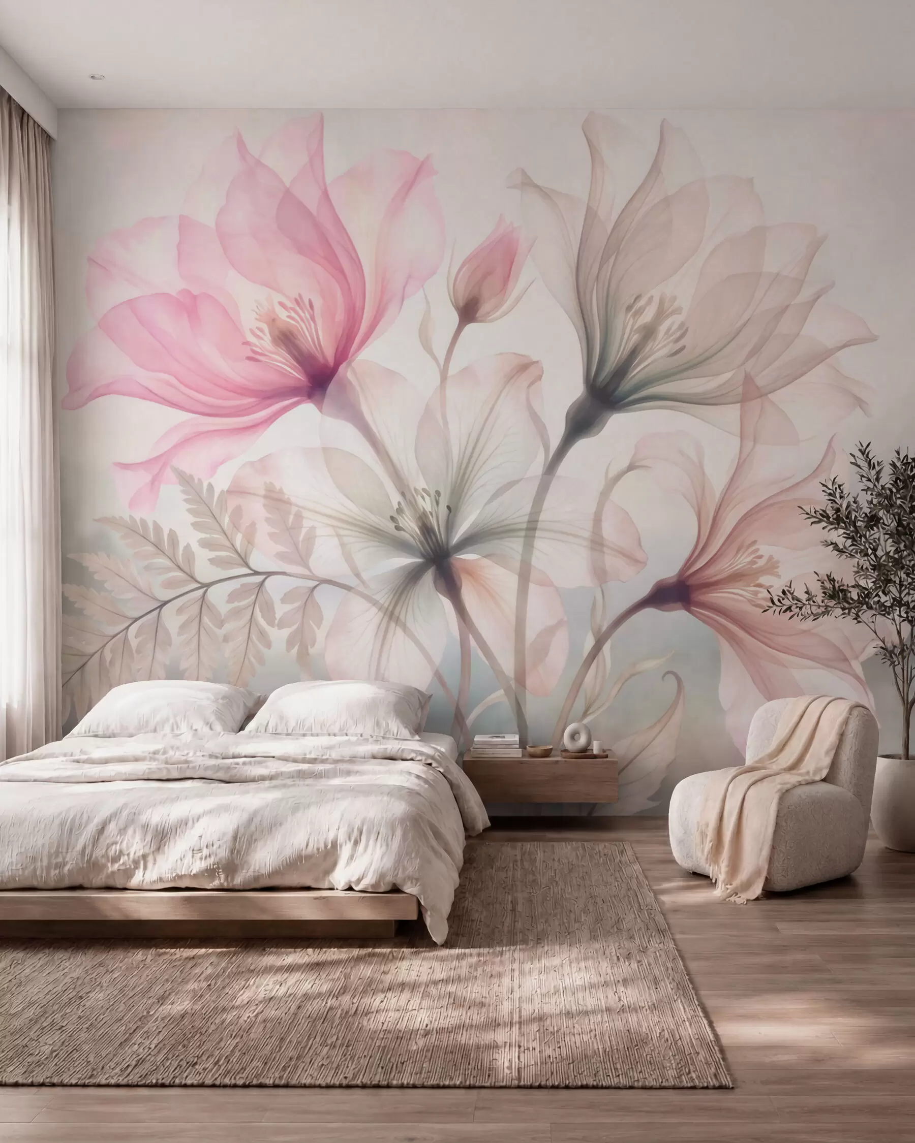 fototapet Magnolie în acuarelă w10009