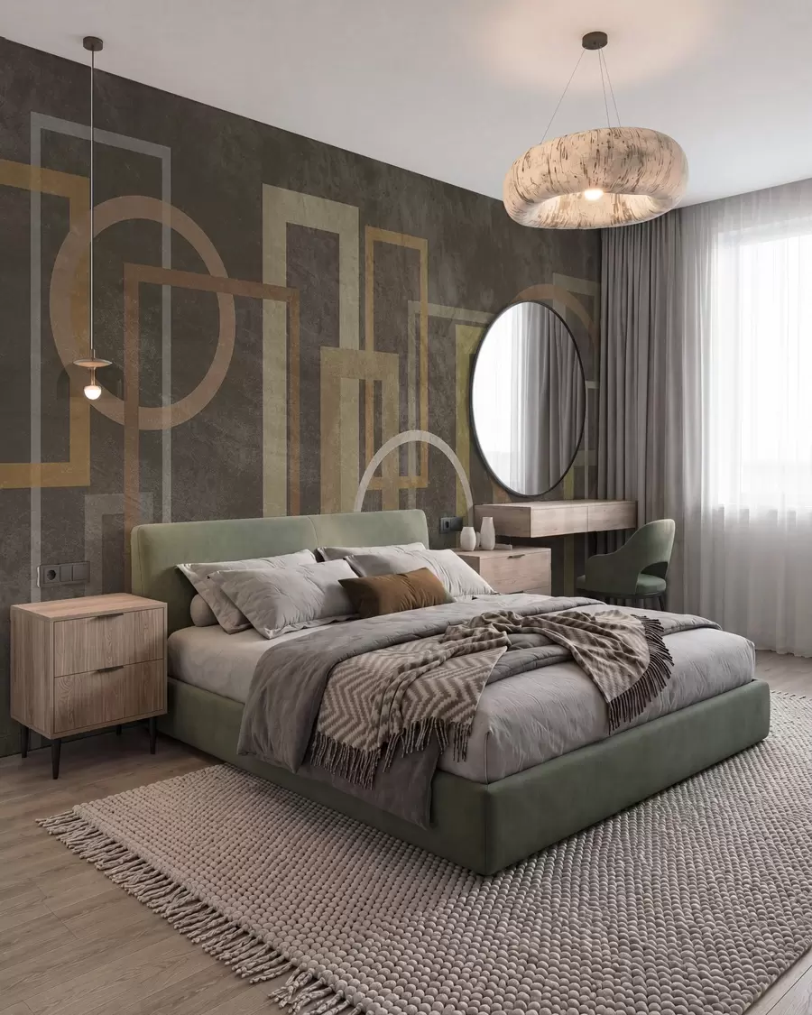 fototapet Forme geometrice și texturate, inclusiv dreptunghiuri și cercuri, în nuanțe de pământ w10031