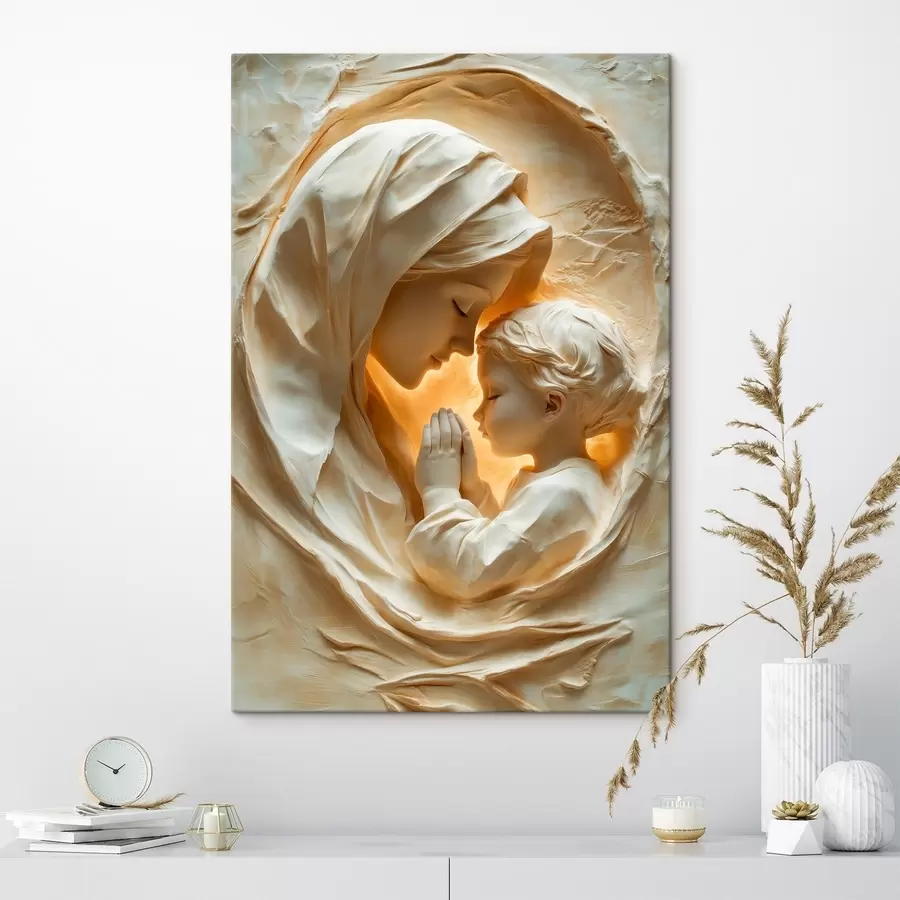 Tablouri O femeie și un copil printre forme decorative cu linii fluide s50433
