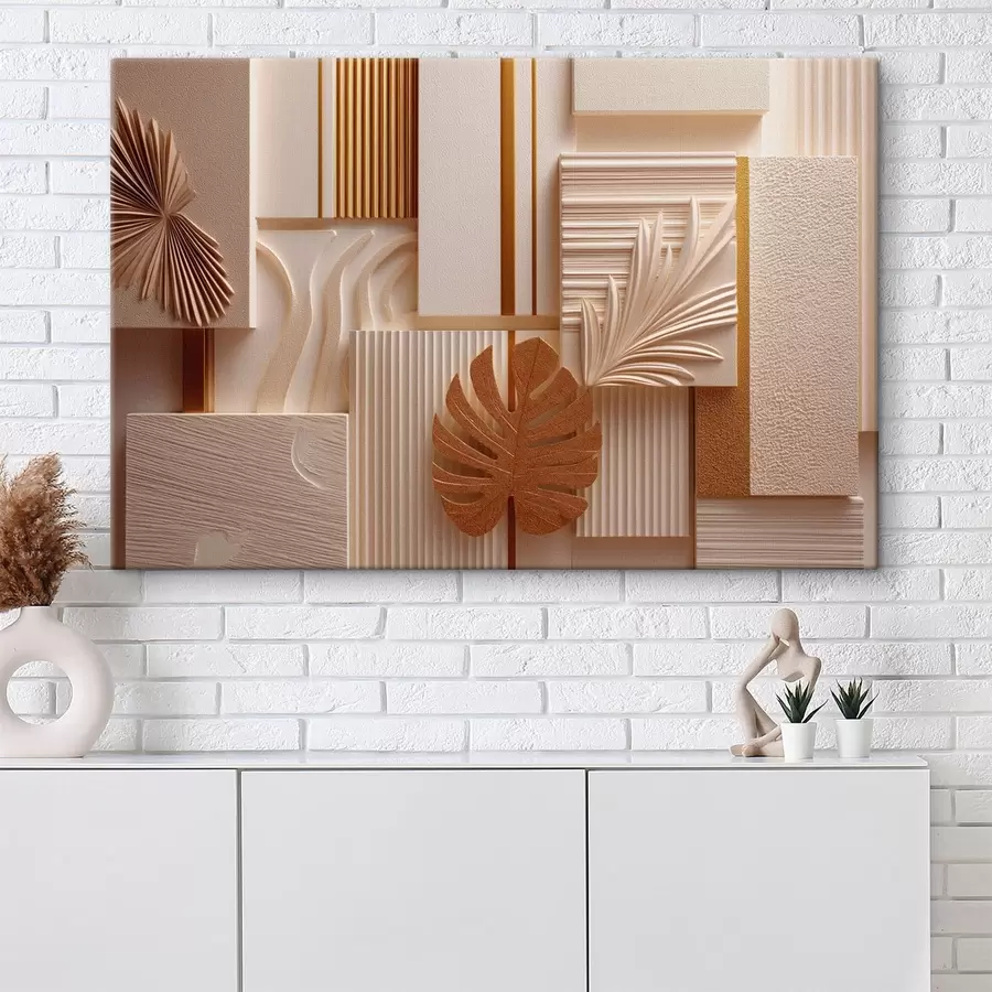 Tablouri Forme geometrice cu frunze decorative s50442