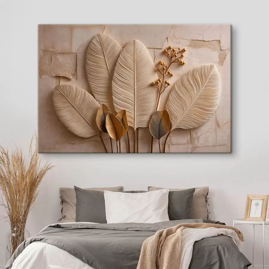 Tablouri Frunze mari și ușoare și o ramură decorativă s50454
