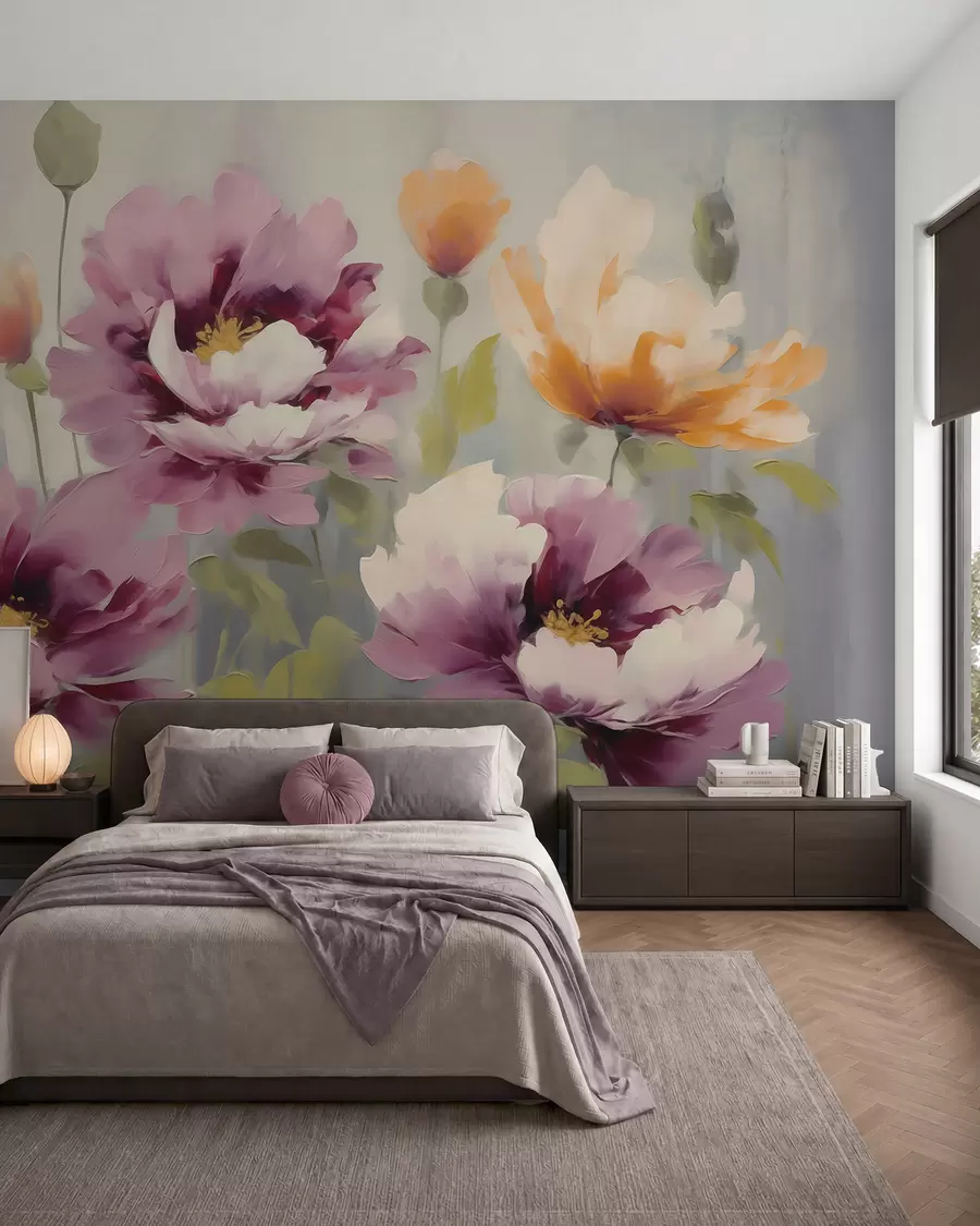 fototapet Flori stilizate în stil abstract, imitație de pictură w05848