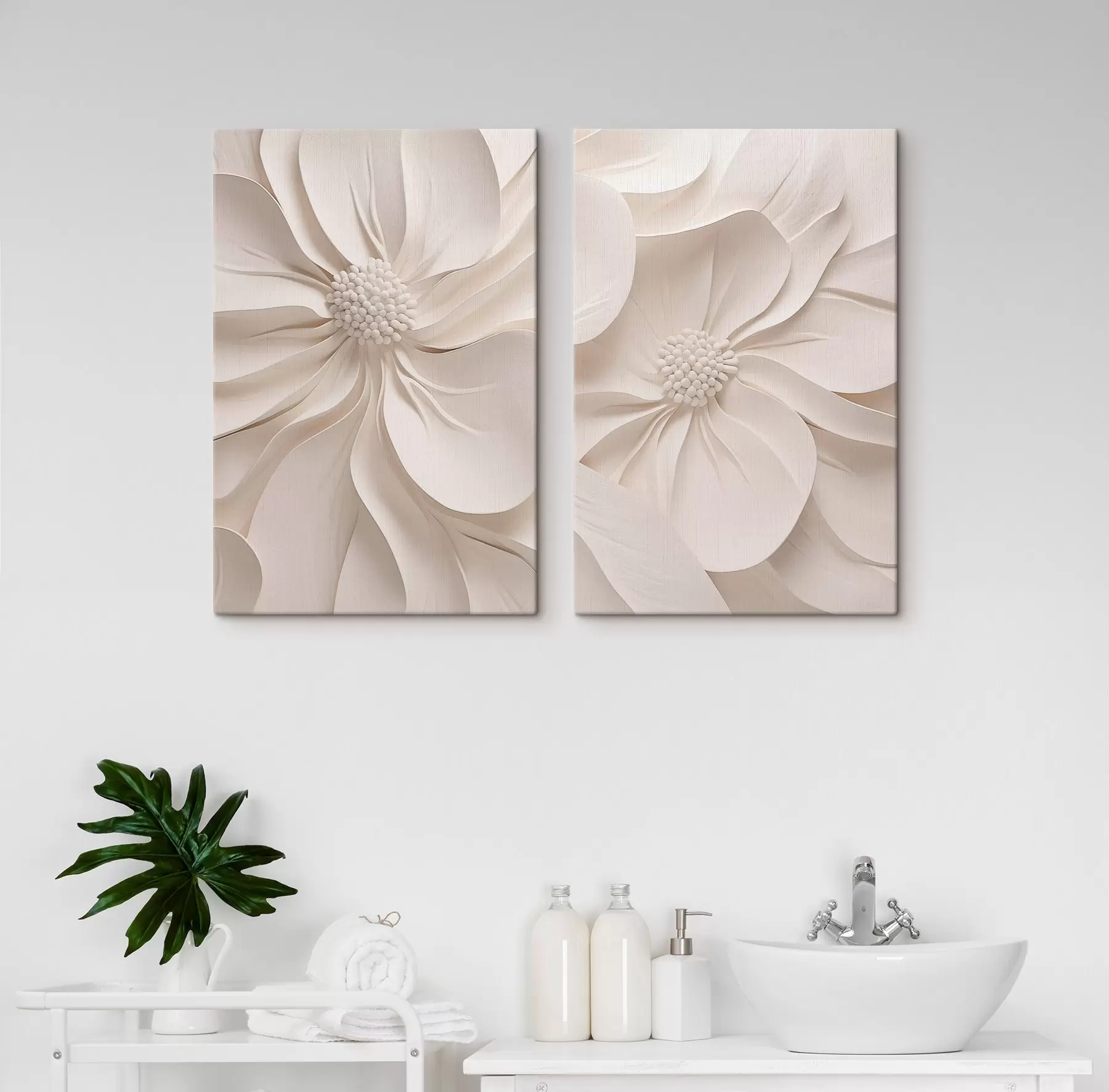 Tablouri Relief floral alb m30907