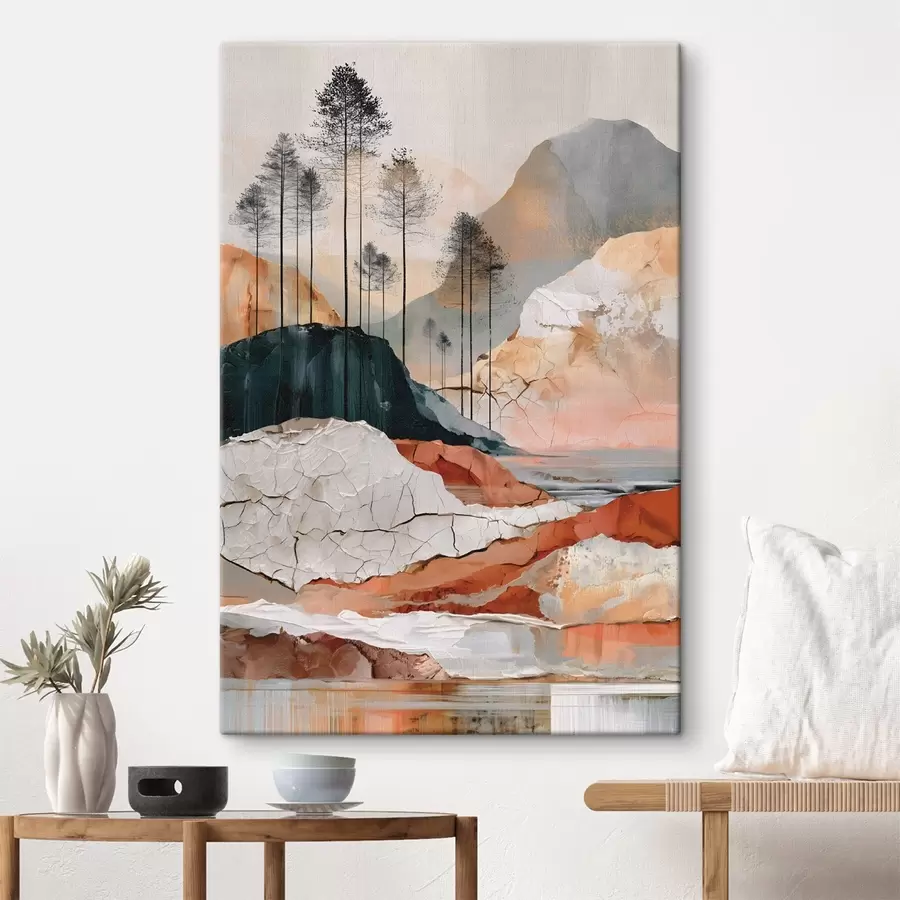 Tablouri Un peisaj abstract texturat cu copaci s50475