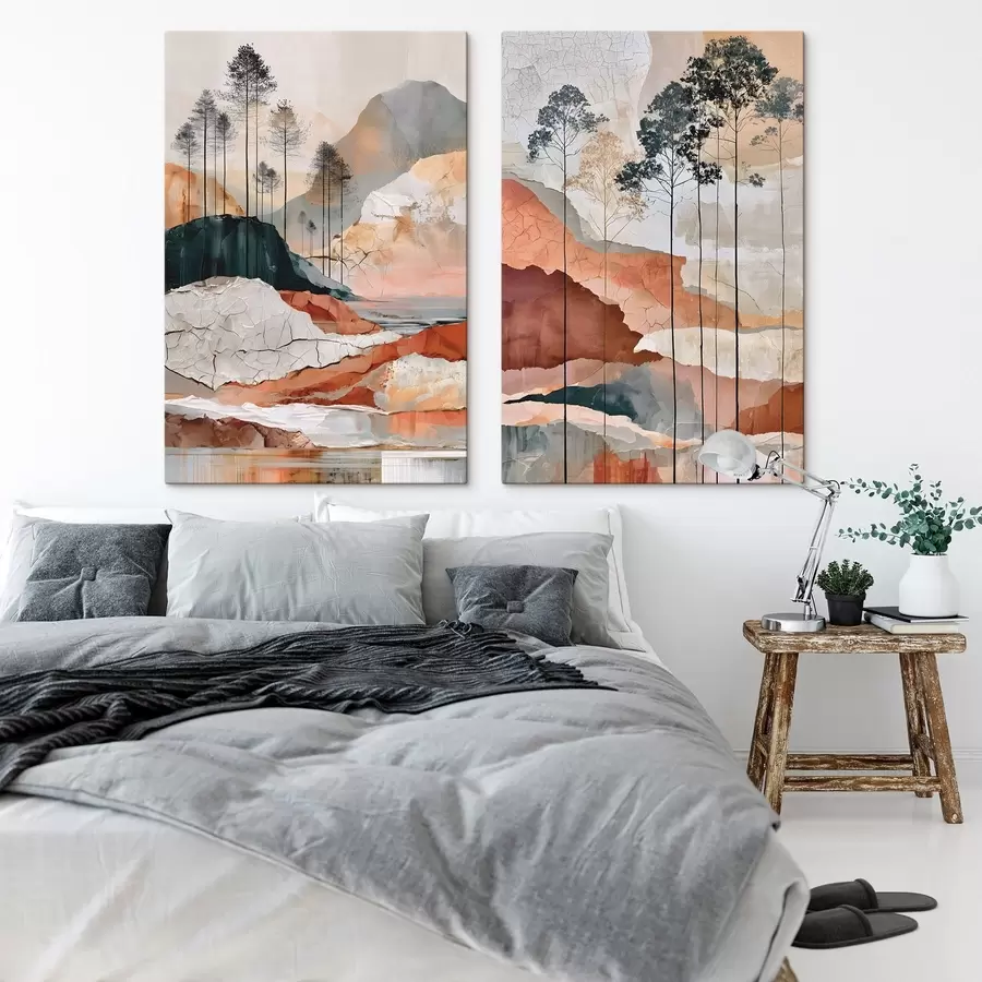 Tablouri Un peisaj abstract texturat cu copaci m30926