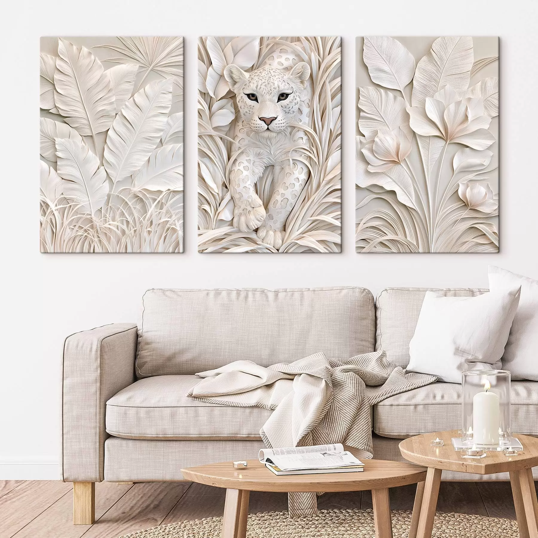 Tablouri Un leopard din zonele tropicale, reprezentat în stil basorelief m30936