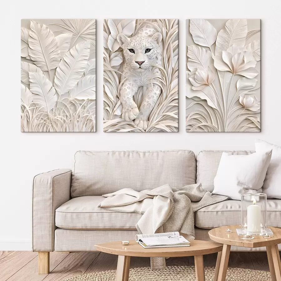 fototapet Un leopard din zonele tropicale, reprezentat în stil basorelief m30936