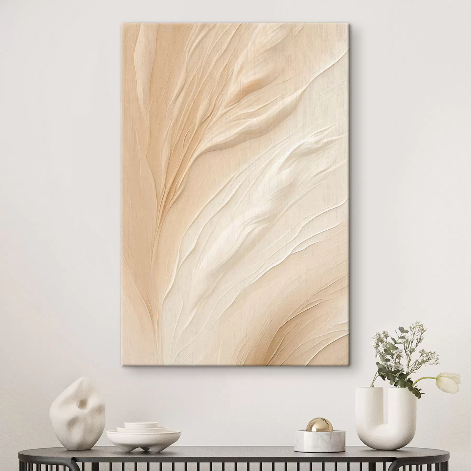 Tablouri O textură florală abstractă, delicată, în nuanțe deschise, pe un fundal moale, de culoarea piersicii s50627