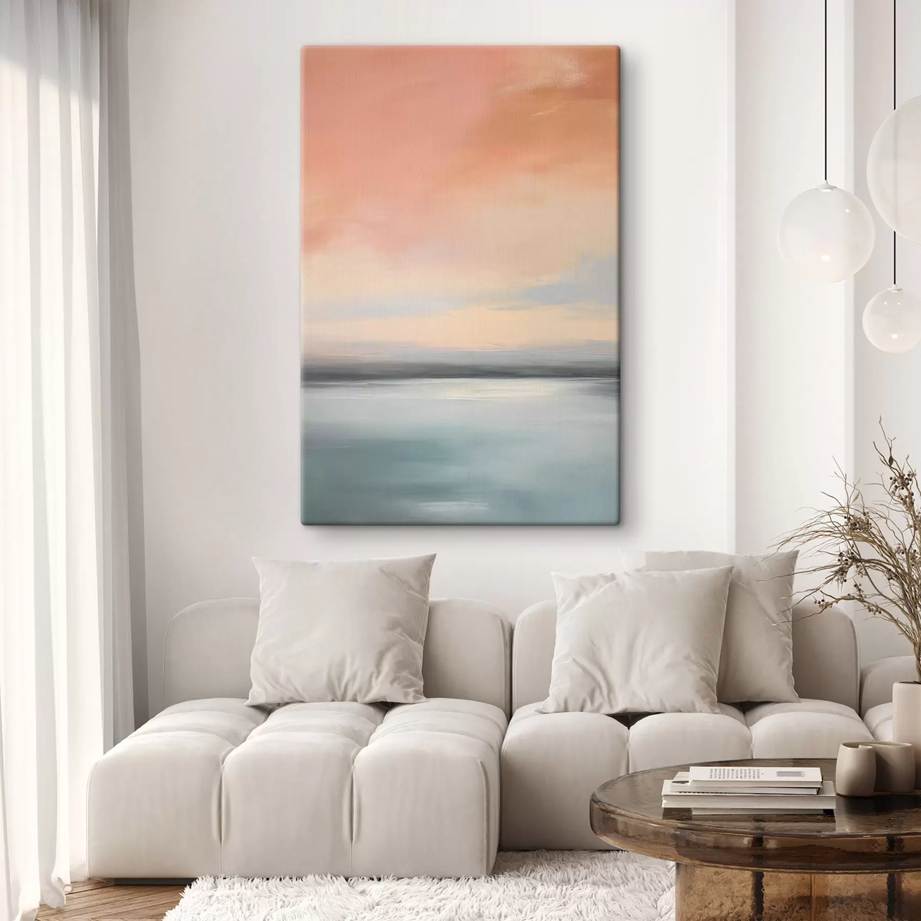 Tablouri Peisaj marin abstract și minimalist, cu o paletă de culori pastelate delicate s50641