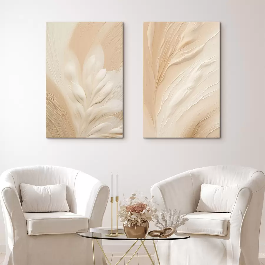 Tablouri O textură florală abstractă, delicată, în nuanțe deschise, pe un fundal moale, de culoarea piersicii m30962