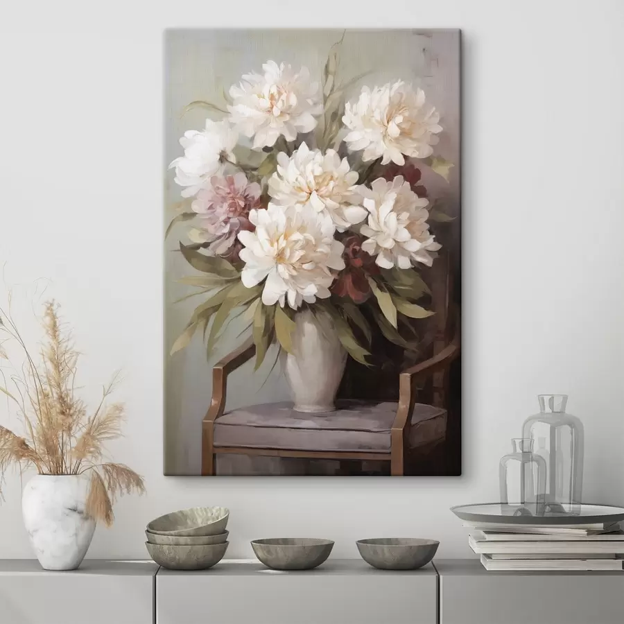 Tablouri Un buchet de flori într-o vază, reproducere după un tablou s50677