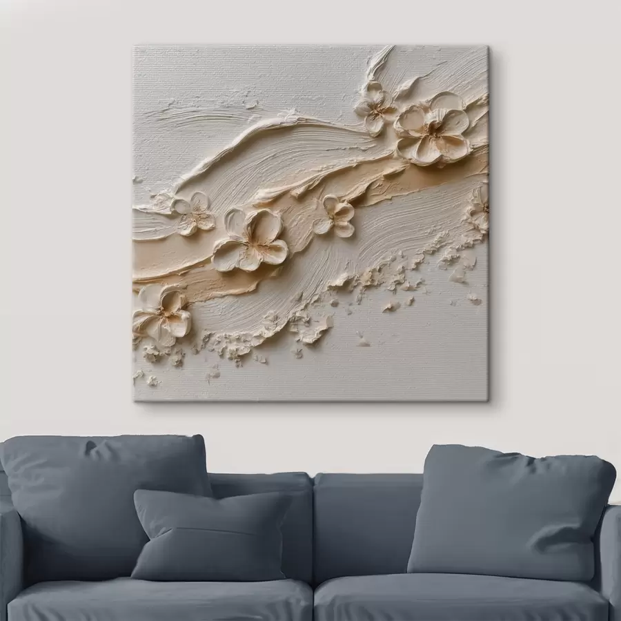 Tablouri O scenă botanică decorativă cu un relief pronunțat, în stilul picturii contemporane s50003