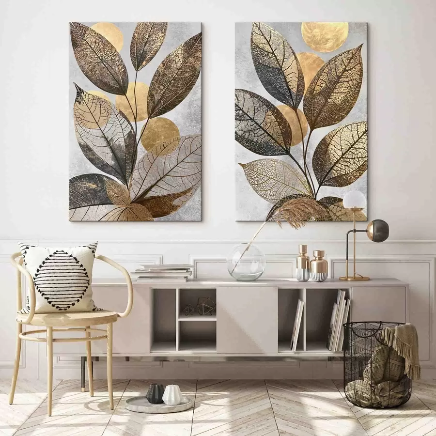 Tablouri Frunze abstracte cu cercuri m30920