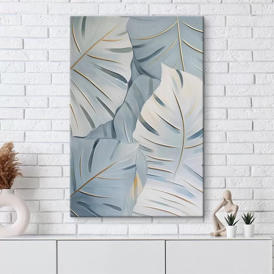 Tablouri Frunze tropicale abstracte, pictură în stil imitație s50767
