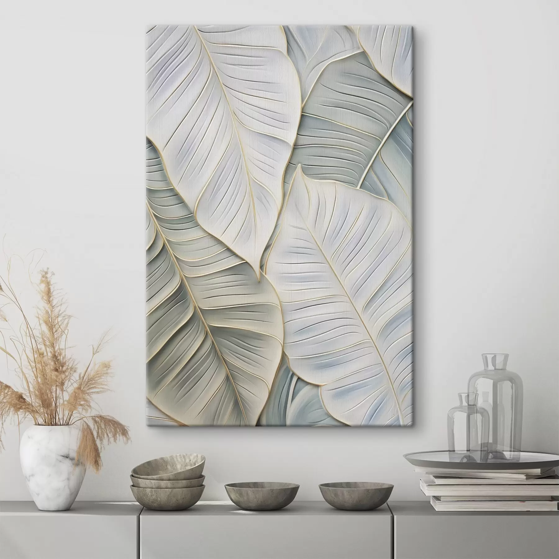 Tablouri Frunze abstracte, pictură în stil imitație s50768