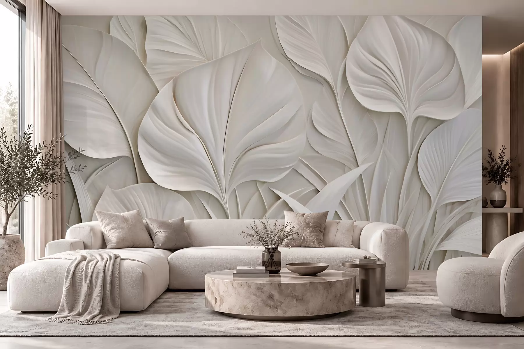 fototapet Frunze mari, realizate în stil basorelief w10074