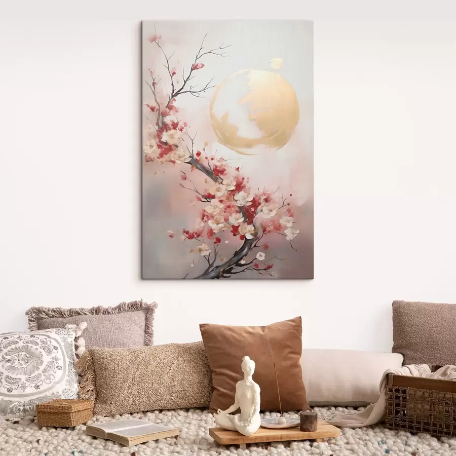 Tablouri Flori abstracte pe un copac, pictură în stil imitație s50844
