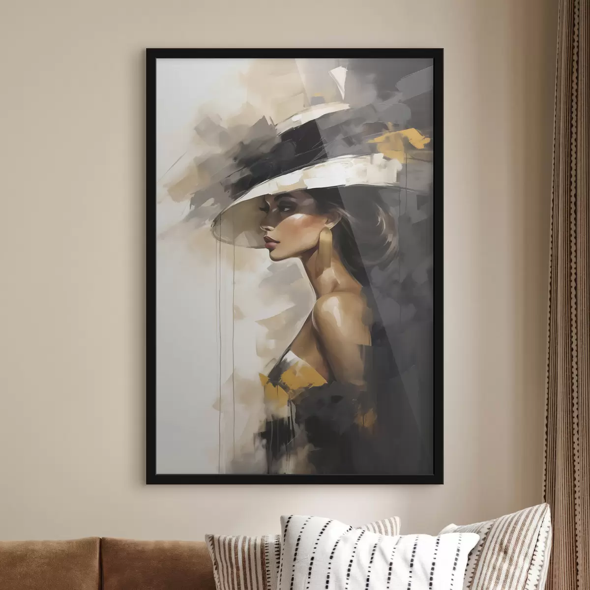 Poster O tânără femeie abstractă cu pălărie, care imită un tablou f50845