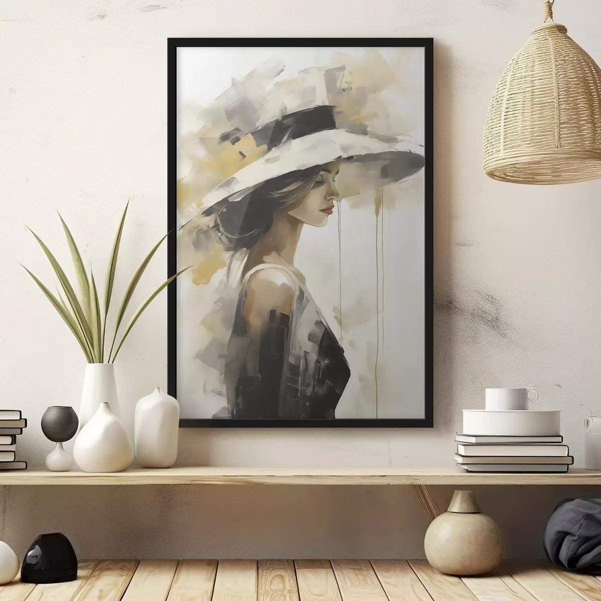 Poster Tânără cu pălărie, reproducere a unui tablou f50846