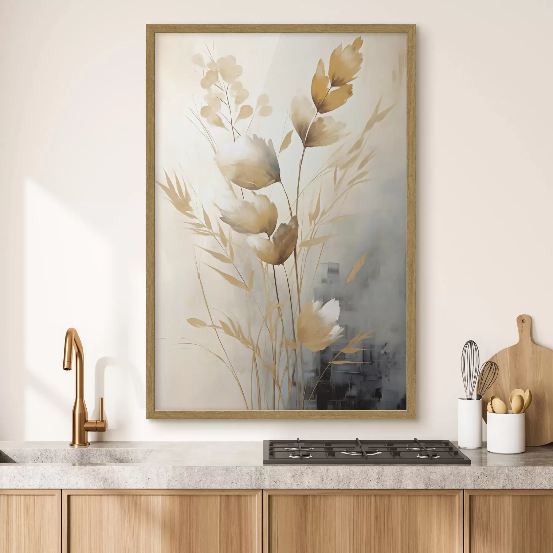 fototapet Ramură decorativă cu frunze, pictură imitație f50852