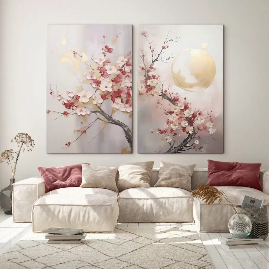 Tablouri Flori abstracte pe o ramură, în stilul picturii imitative m31025