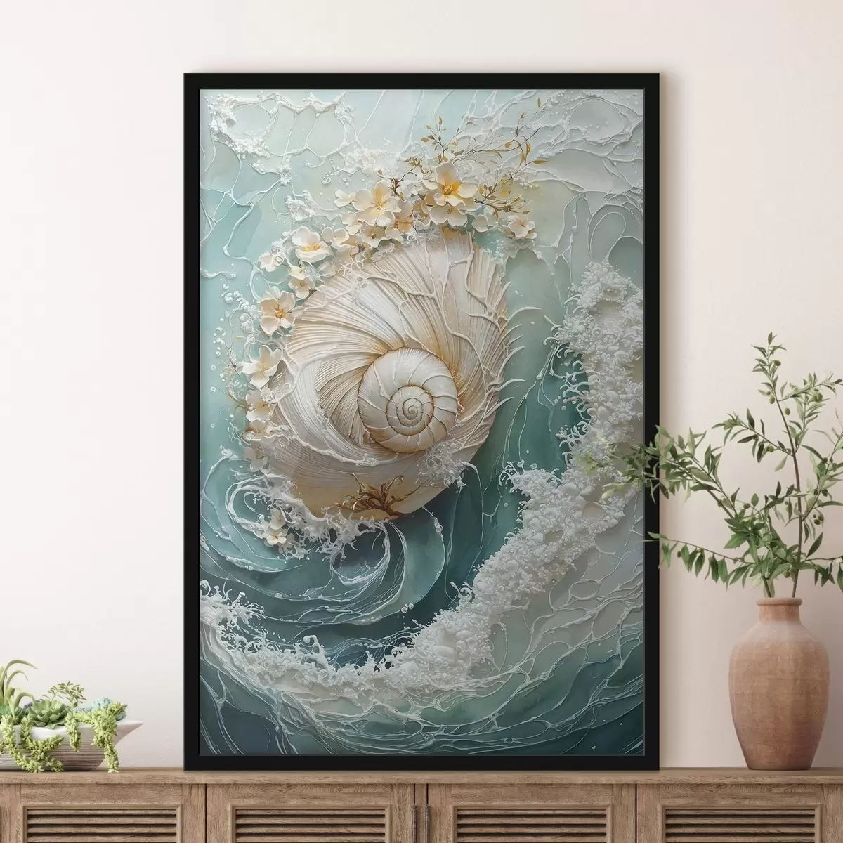 Poster Coajă de sidef în formă de val de mare f50741