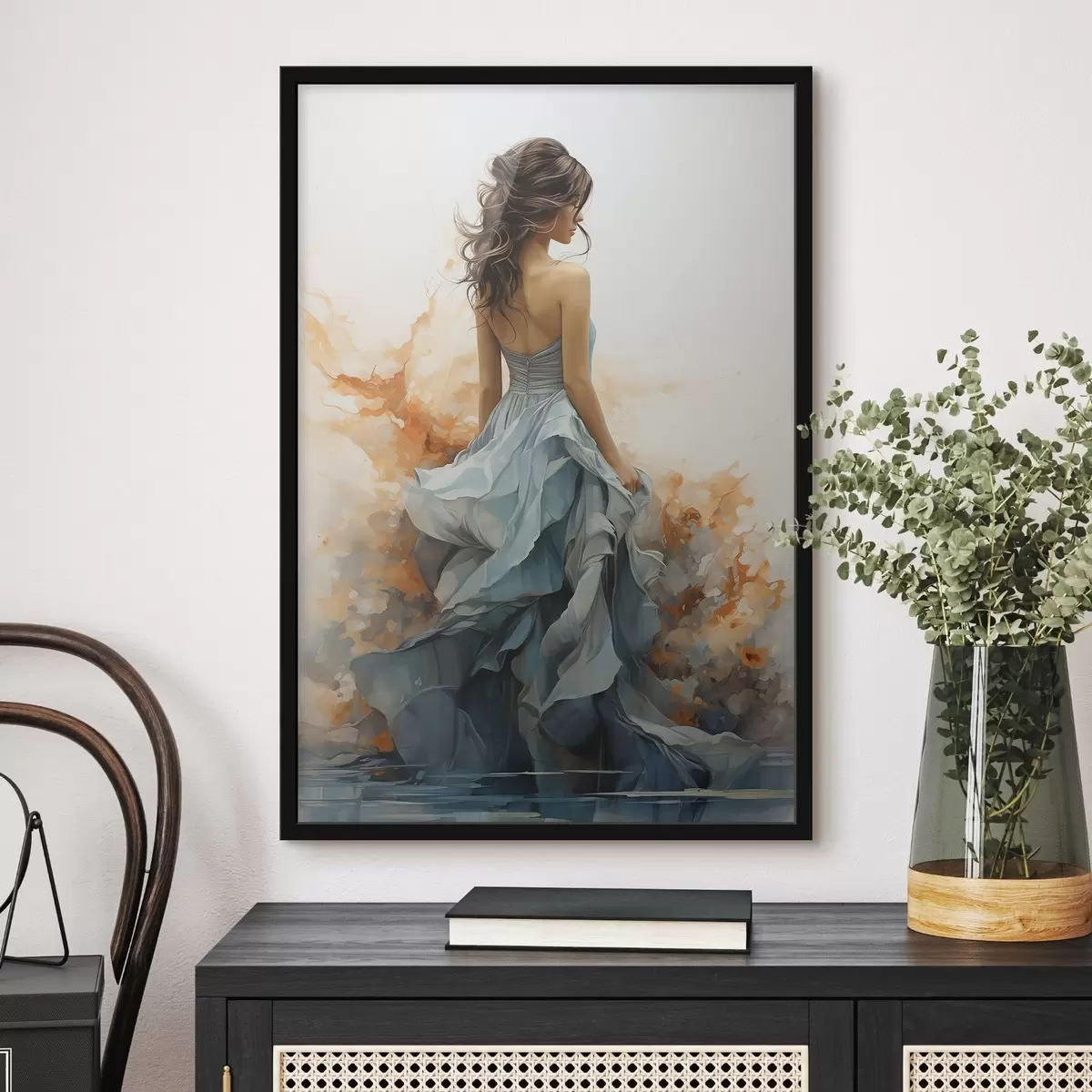 Poster Femeie într-o rochie albastră vaporoasă f50747