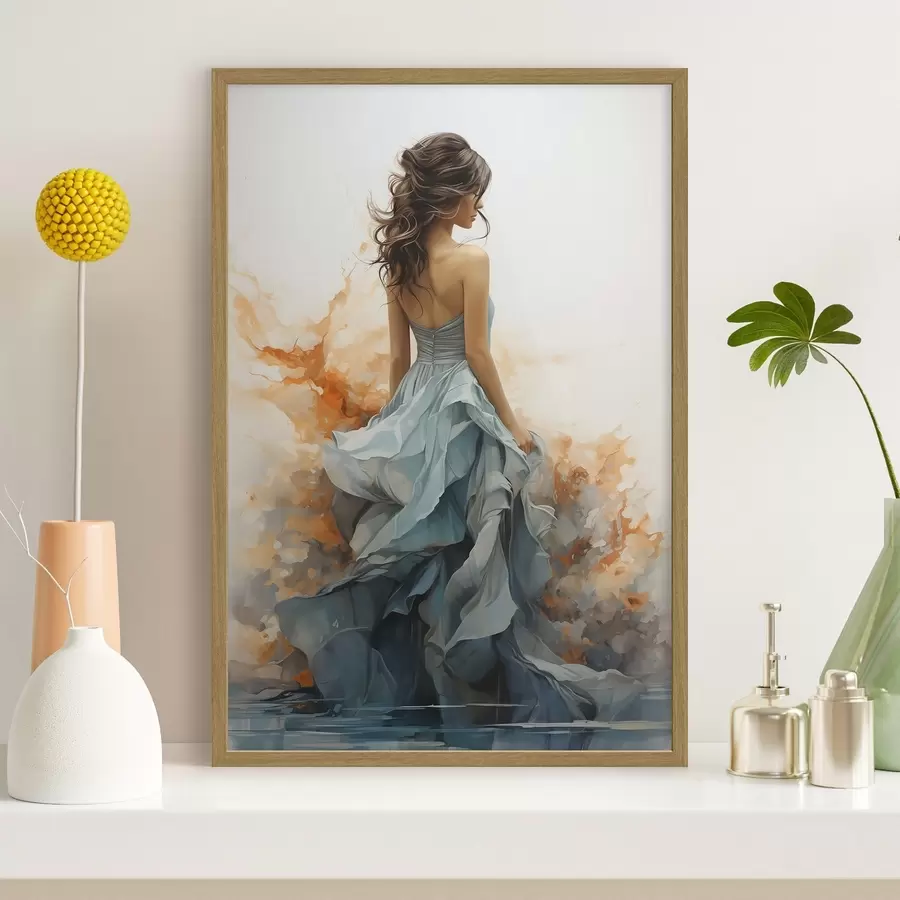fototapet Femeie într-o rochie albastră vaporoasă f50747